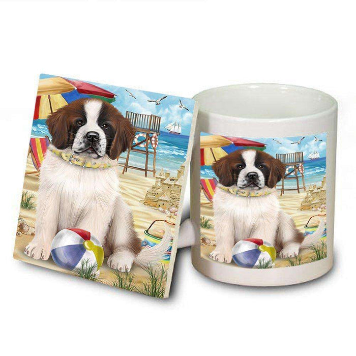Pet Friendly Beach Saint Bernard Dog Mug and Coaster Set MUC48670