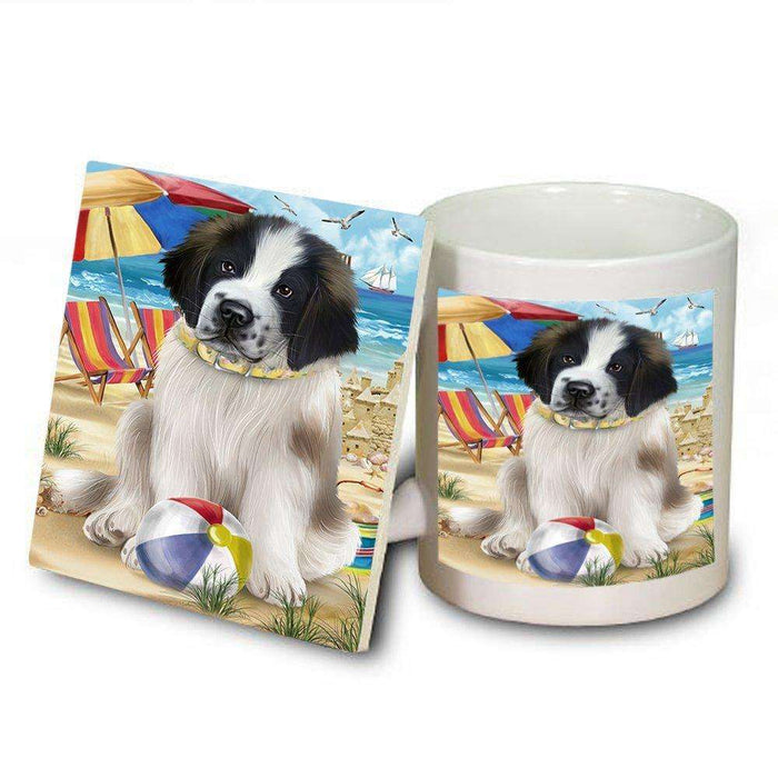 Pet Friendly Beach Saint Bernard Dog Mug and Coaster Set MUC48671