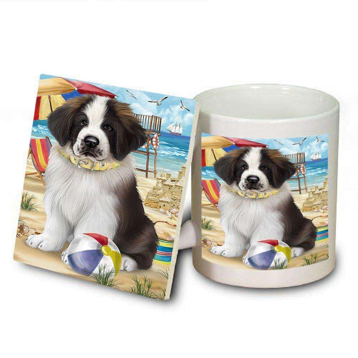 Pet Friendly Beach Saint Bernard Dog Mug and Coaster Set MUC48672