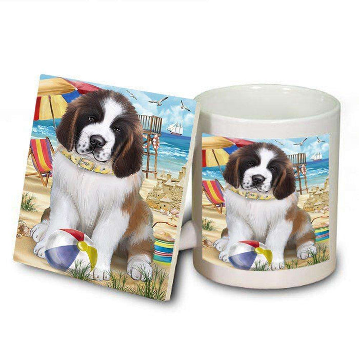 Pet Friendly Beach Saint Bernard Dog Mug and Coaster Set MUC48673
