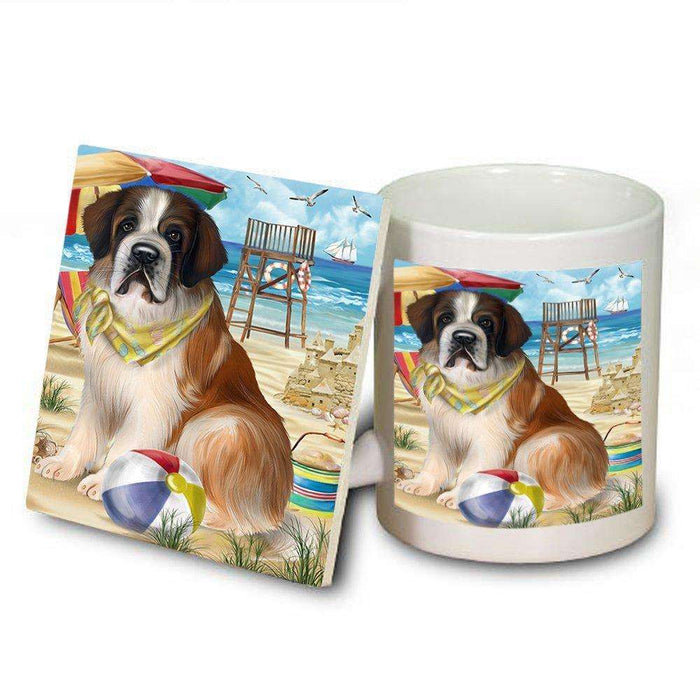 Pet Friendly Beach Saint Bernard Dog Mug and Coaster Set MUC48674