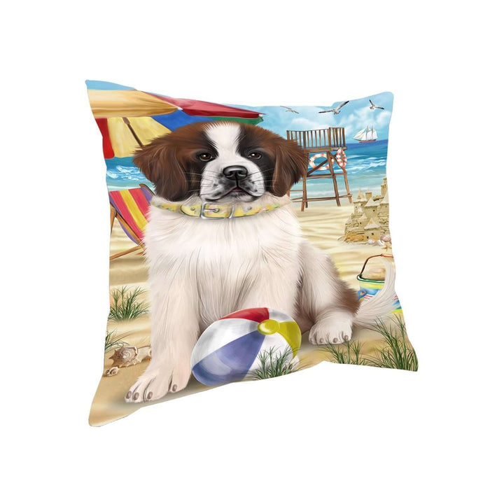 Pet Friendly Beach Saint Bernard Dog Pillow PIL50568