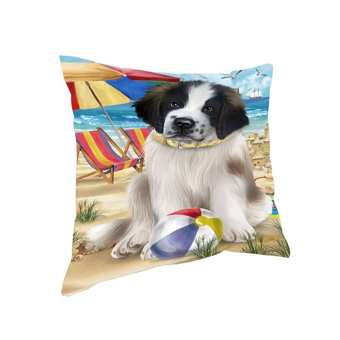 Pet Friendly Beach Saint Bernard Dog Pillow PIL50572