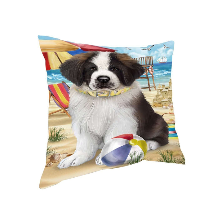 Pet Friendly Beach Saint Bernard Dog Pillow PIL50576