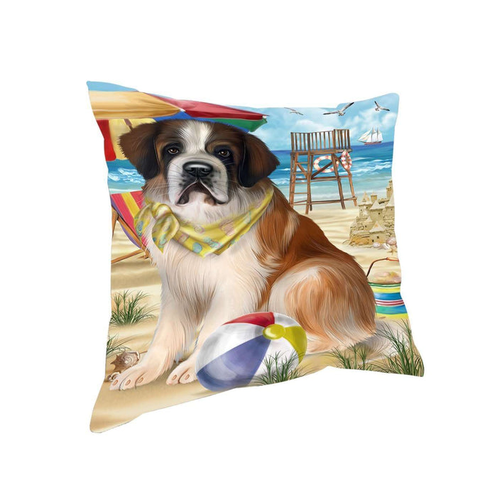 Pet Friendly Beach Saint Bernard Dog Pillow PIL50584