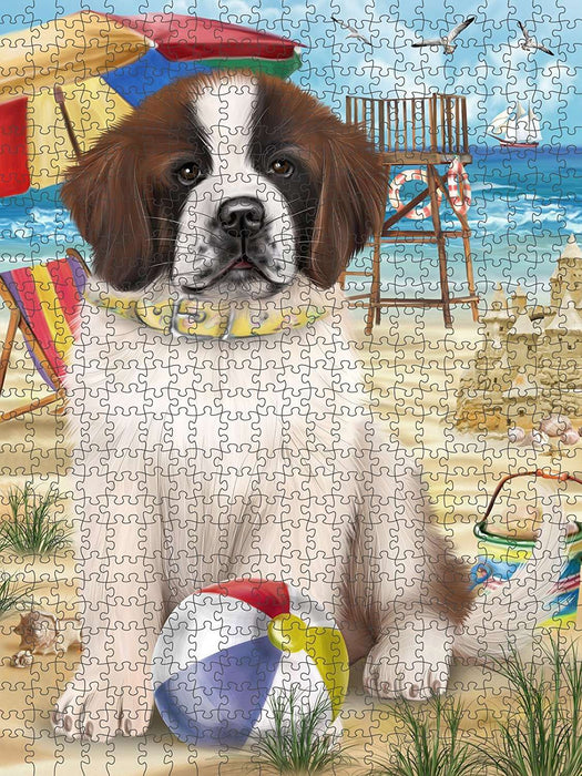 Pet Friendly Beach Saint Bernard Dog Puzzle with Photo Tin PUZL49740