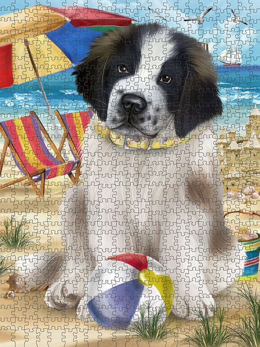 Pet Friendly Beach Saint Bernard Dog Puzzle with Photo Tin PUZL49743