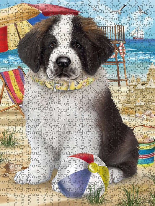Pet Friendly Beach Saint Bernard Dog Puzzle with Photo Tin PUZL49746
