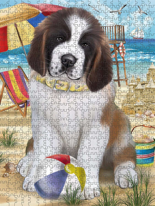 Pet Friendly Beach Saint Bernard Dog Puzzle with Photo Tin PUZL49749