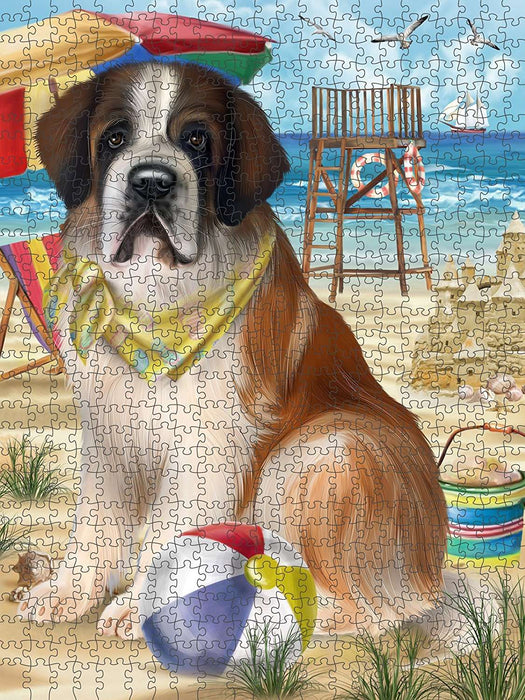 Pet Friendly Beach Saint Bernard Dog Puzzle with Photo Tin PUZL49752
