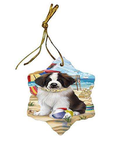 Pet Friendly Beach Saint Bernard Dog Star Porcelain Ornament SPOR48672