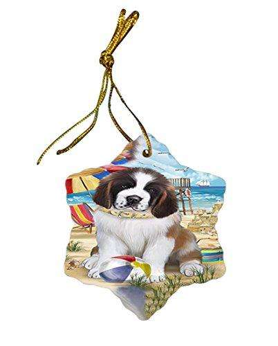 Pet Friendly Beach Saint Bernard Dog Star Porcelain Ornament SPOR48673