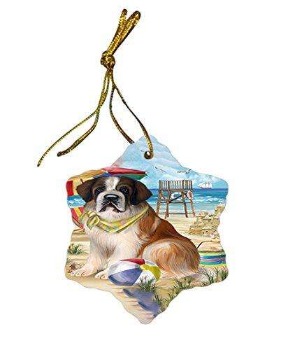 Pet Friendly Beach Saint Bernard Dog Star Porcelain Ornament SPOR48674
