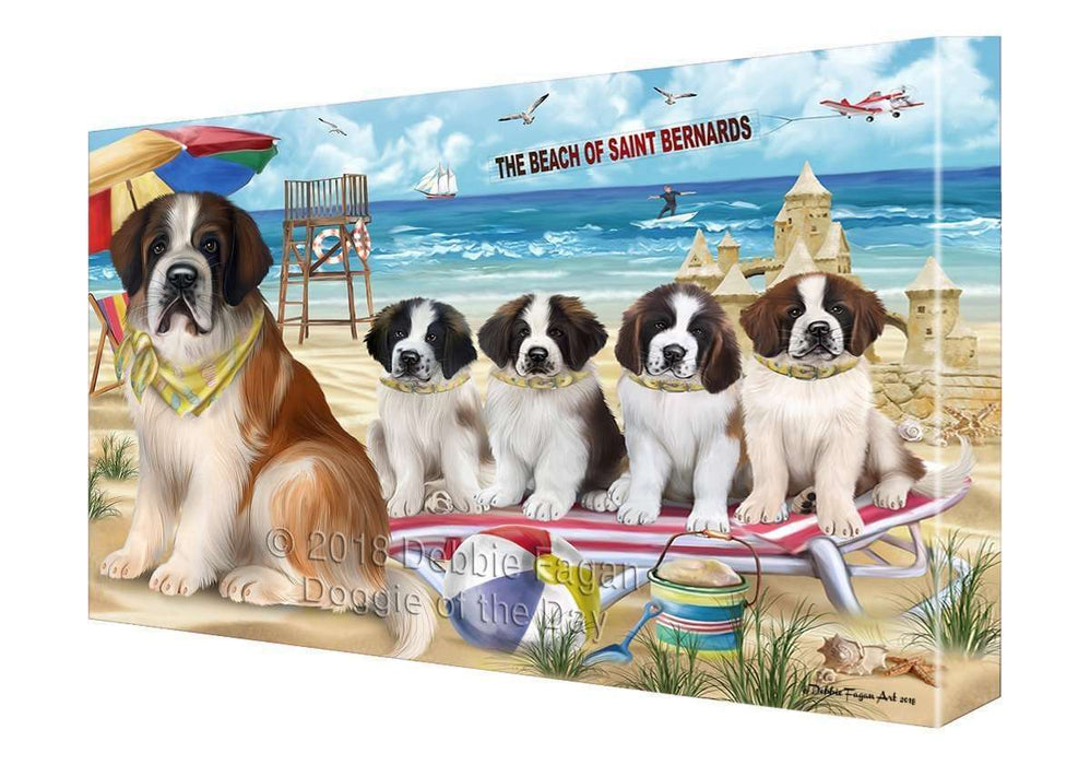 Pet Friendly Beach Saint Bernards Dog Canvas Wall Art CVS53166