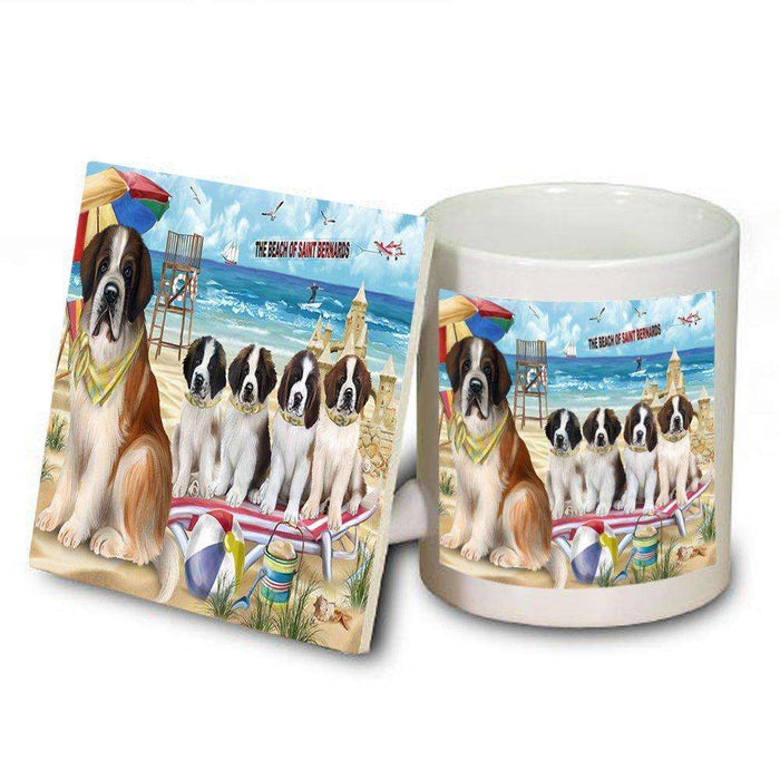 Pet Friendly Beach Saint Bernards Dog Mug and Coaster Set MUC48669