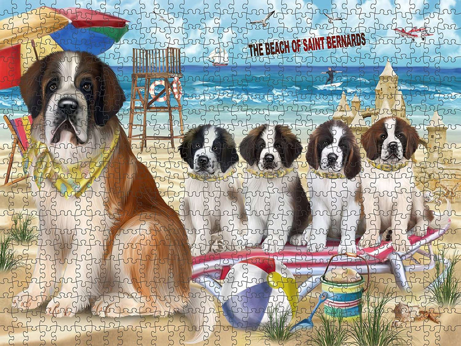 Pet Friendly Beach Saint Bernards Dog Puzzle with Photo Tin PUZL49737