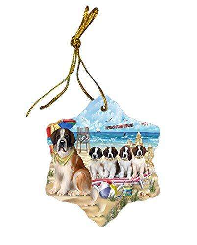 Pet Friendly Beach Saint Bernards Dog Star Porcelain Ornament SPOR48669