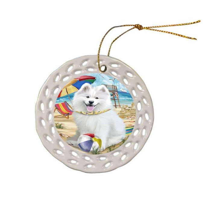 Pet Friendly Beach Samoyed Dog Ceramic Doily Ornament DPOR48684
