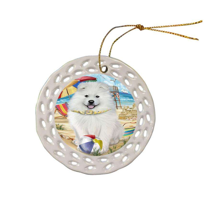 Pet Friendly Beach Samoyed Dog Ceramic Doily Ornament DPOR48687