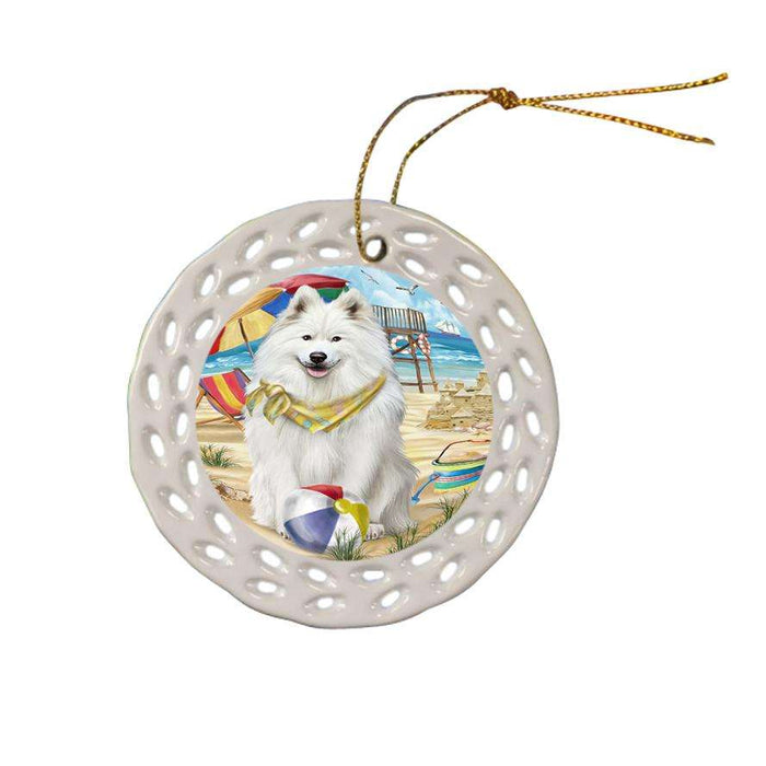 Pet Friendly Beach Samoyed Dog Ceramic Doily Ornament DPOR48688