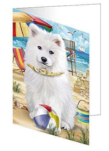 Pet Friendly Beach Samoyed Dog Handmade Artwork Assorted Pets Greeting Cards and Note Cards with Envelopes for All Occasions and Holiday Seasons GCD50087