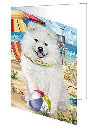 Pet Friendly Beach Samoyed Dog Handmade Artwork Assorted Pets Greeting Cards and Note Cards with Envelopes for All Occasions and Holiday Seasons GCD50090