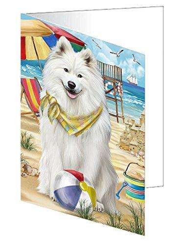 Pet Friendly Beach Samoyed Dog Handmade Artwork Assorted Pets Greeting Cards and Note Cards with Envelopes for All Occasions and Holiday Seasons GCD50093