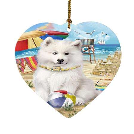 Pet Friendly Beach Samoyed Dog Heart Christmas Ornament HPOR48685