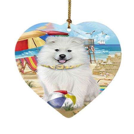 Pet Friendly Beach Samoyed Dog Heart Christmas Ornament HPOR48687