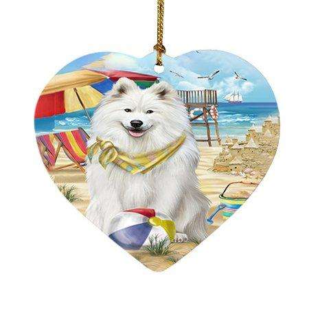 Pet Friendly Beach Samoyed Dog Heart Christmas Ornament HPOR48688