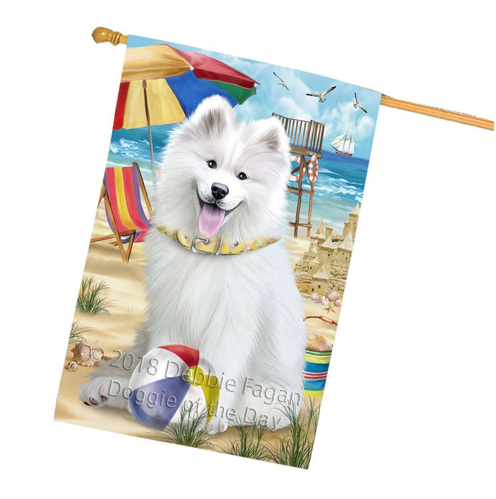 Pet Friendly Beach Samoyed Dog House Flag FLG48649