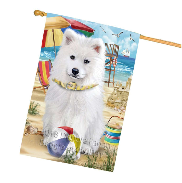 Pet Friendly Beach Samoyed Dog House Flag FLG48651