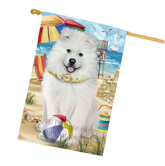Pet Friendly Beach Samoyed Dog House Flag FLG48652