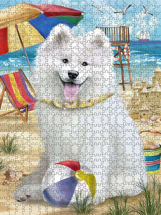 Pet Friendly Beach Samoyed Dog Puzzle with Photo Tin PUZL49758