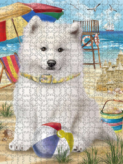 Pet Friendly Beach Samoyed Dog Puzzle with Photo Tin PUZL49761