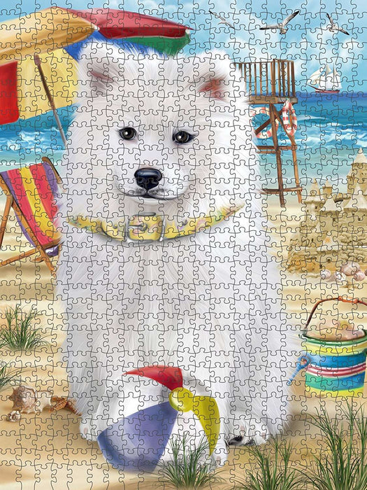 Pet Friendly Beach Samoyed Dog Puzzle with Photo Tin PUZL49764