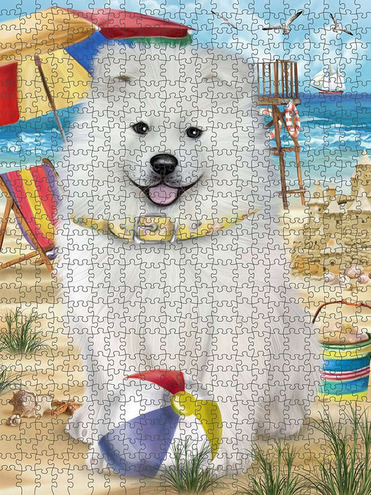 Pet Friendly Beach Samoyed Dog Puzzle with Photo Tin PUZL49767