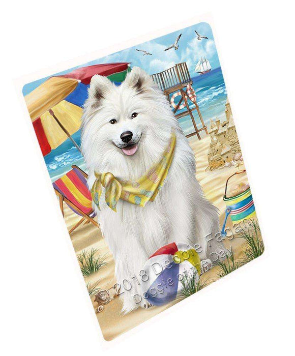Pet Friendly Beach Samoyed Dog Tempered Cutting Board C49758
