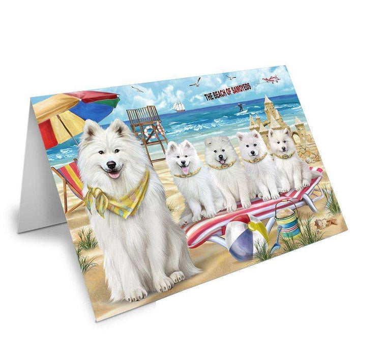 Pet Friendly Beach Samoyeds Dog Handmade Artwork Assorted Pets Greeting Cards and Note Cards with Envelopes for All Occasions and Holiday Seasons GCD50078