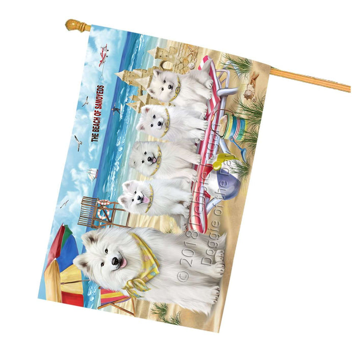 Pet Friendly Beach Samoyeds Dog House Flag FLG48648