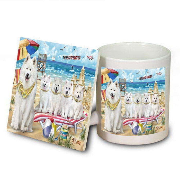 Pet Friendly Beach Samoyeds Dog Mug and Coaster Set MUC48675