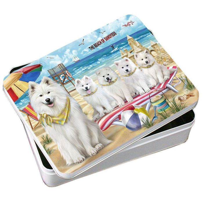 Pet Friendly Beach Samoyeds Dog Photo Storage Tin PITN48683