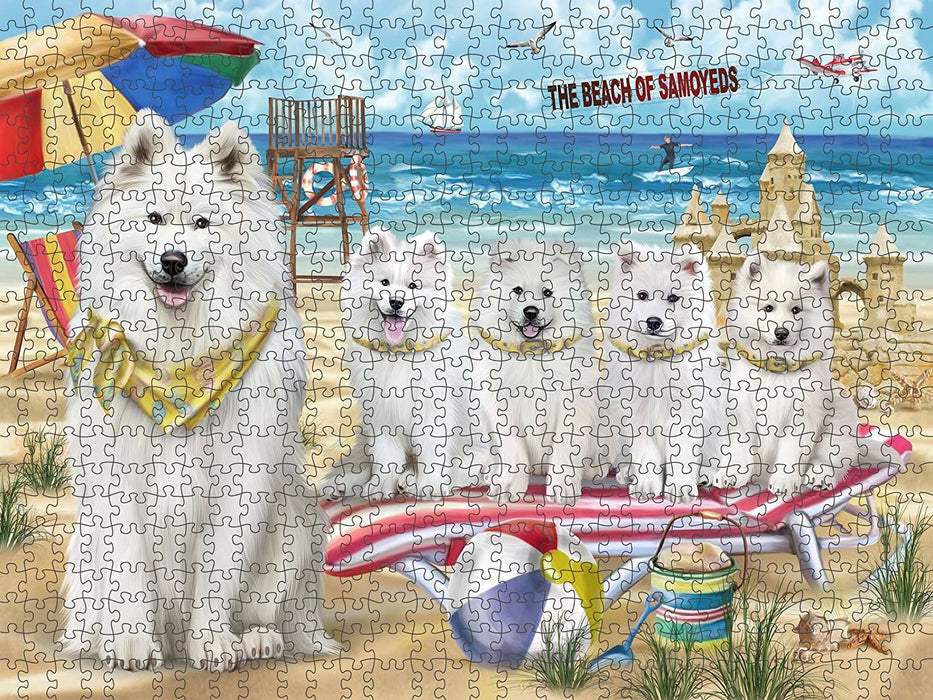 Pet Friendly Beach Samoyeds Dog Puzzle with Photo Tin PUZL49755