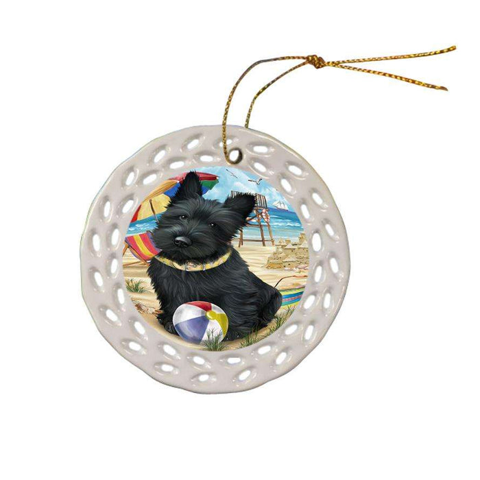 Pet Friendly Beach Scottish Terrier Dog Ceramic Doily Ornament DPOR50083