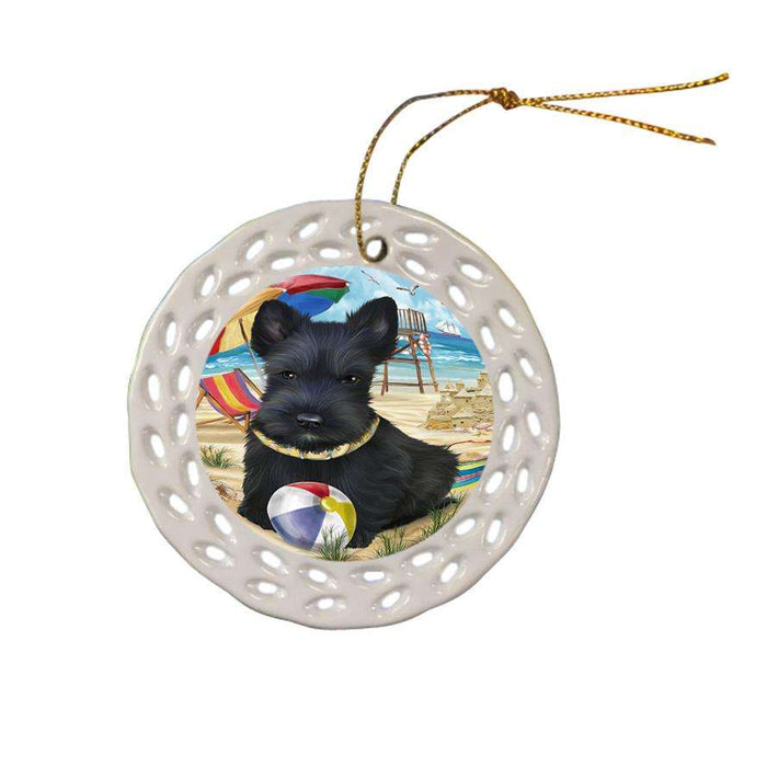 Pet Friendly Beach Scottish Terrier Dog Ceramic Doily Ornament DPOR50084