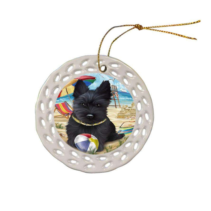 Pet Friendly Beach Scottish Terrier Dog Ceramic Doily Ornament DPOR50085