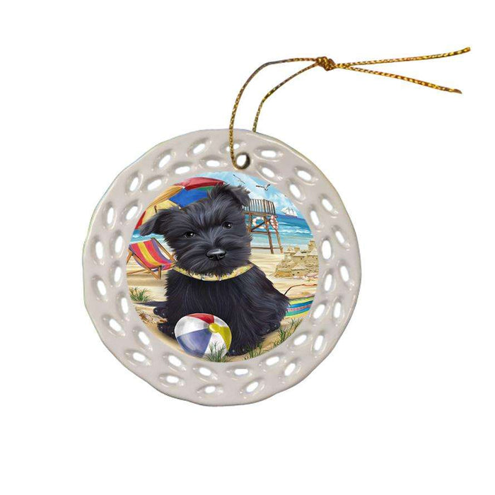 Pet Friendly Beach Scottish Terrier Dog Ceramic Doily Ornament DPOR50086