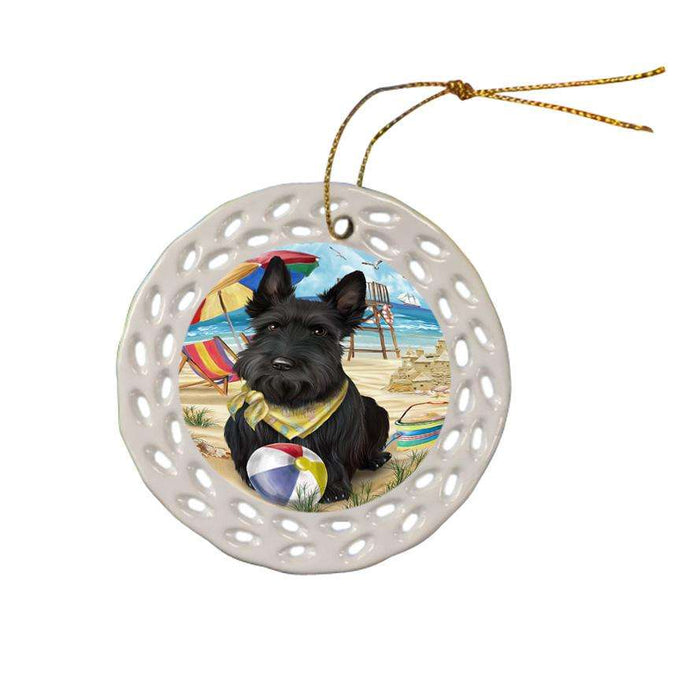 Pet Friendly Beach Scottish Terrier Dog Ceramic Doily Ornament DPOR50087