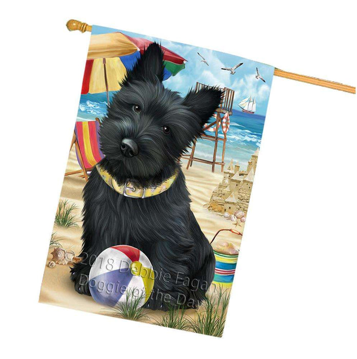 Pet Friendly Beach Scottish Terrier Dog House Flag FLG50048