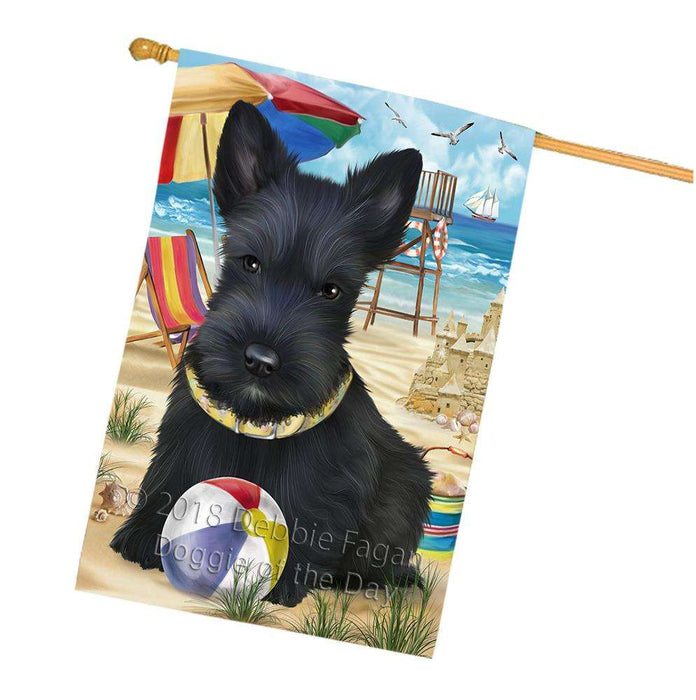 Pet Friendly Beach Scottish Terrier Dog House Flag FLG50049